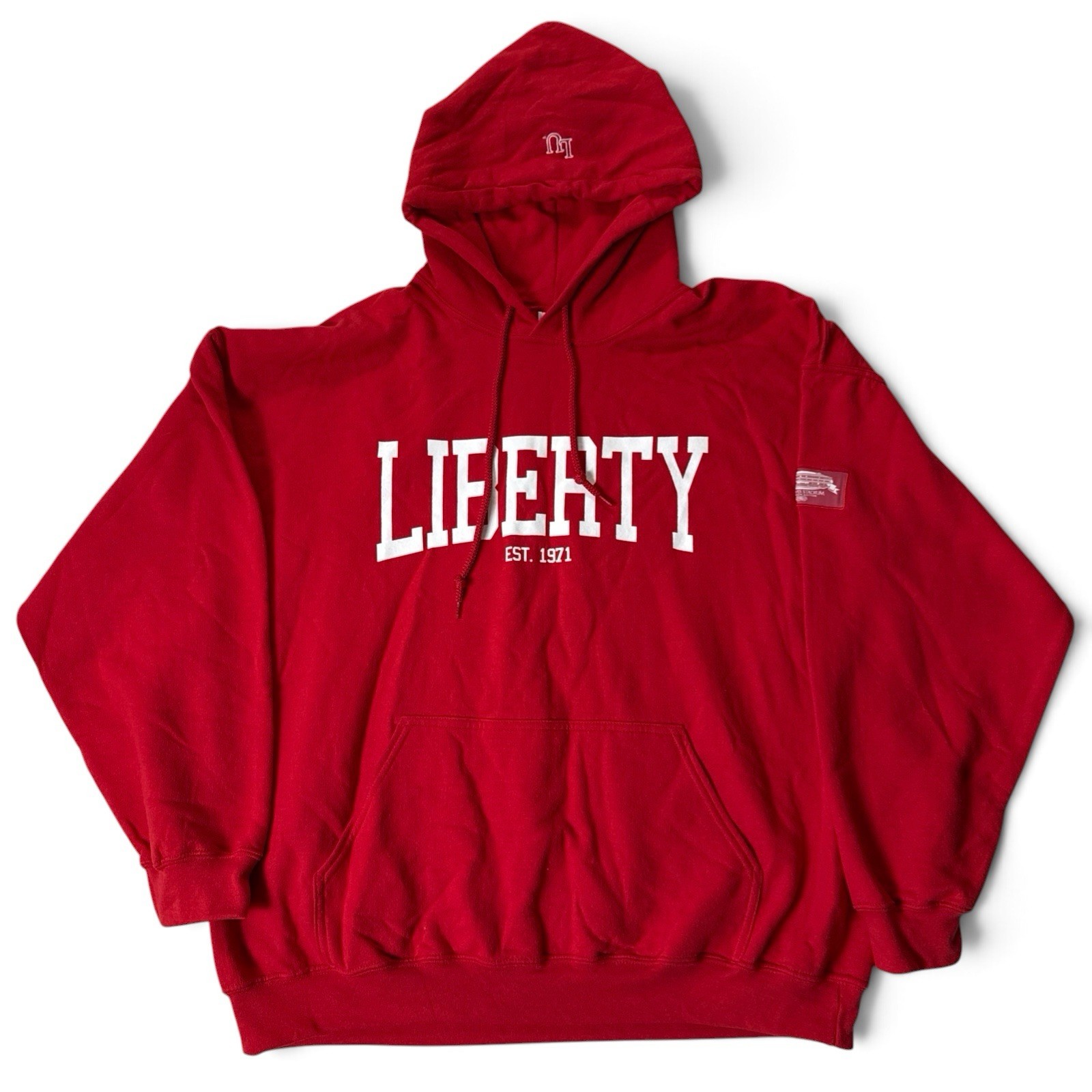 Liberty University Red Pullover Sweatshirt Hoodie Williams Stadium Patch XL Liberty University Red Pullover Sweatshirt Hoodie Williams Stadium Patch XL