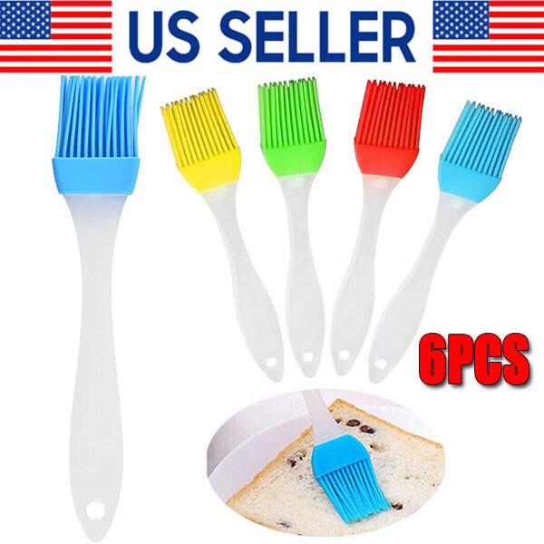 6Pcs Silicone Basting Pastry Barbecue oil Brush for BBQ Basting Kitchen Party US