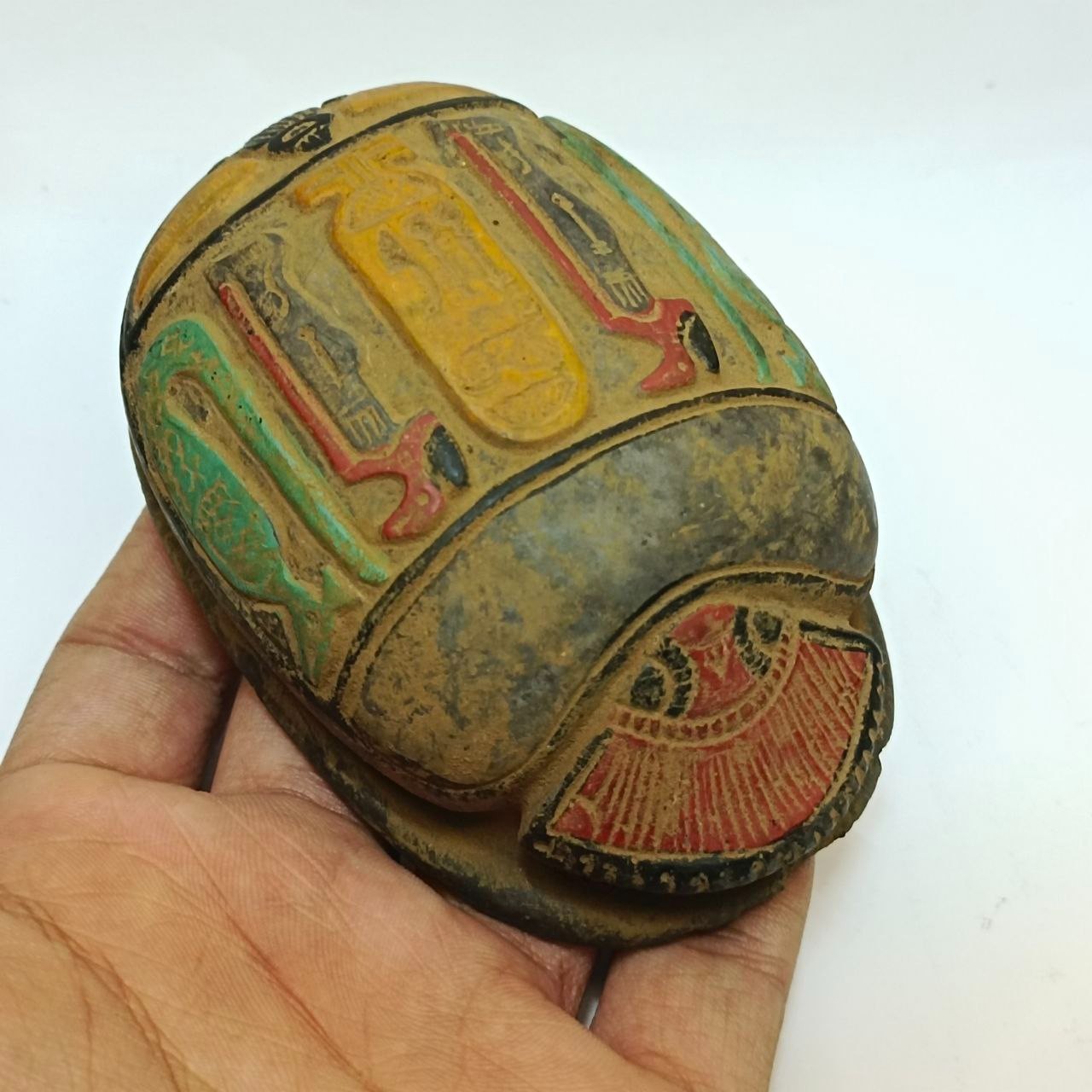 Ancient Egyptia Scarab Beetle Statue Handmade Stone Artifact style Pharaoh Decor