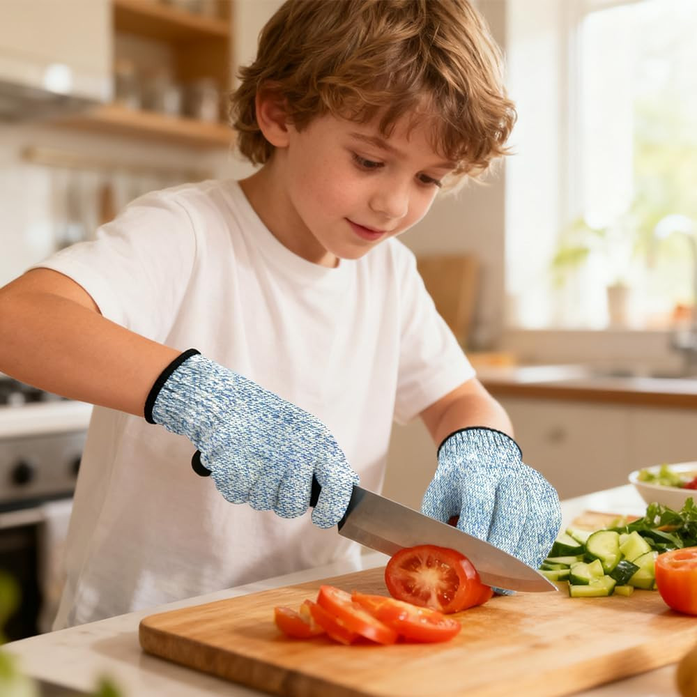 4PCS Cut Resistant Gloves for Kids 4-6 Years Level 5 Protection Cutting Glove...