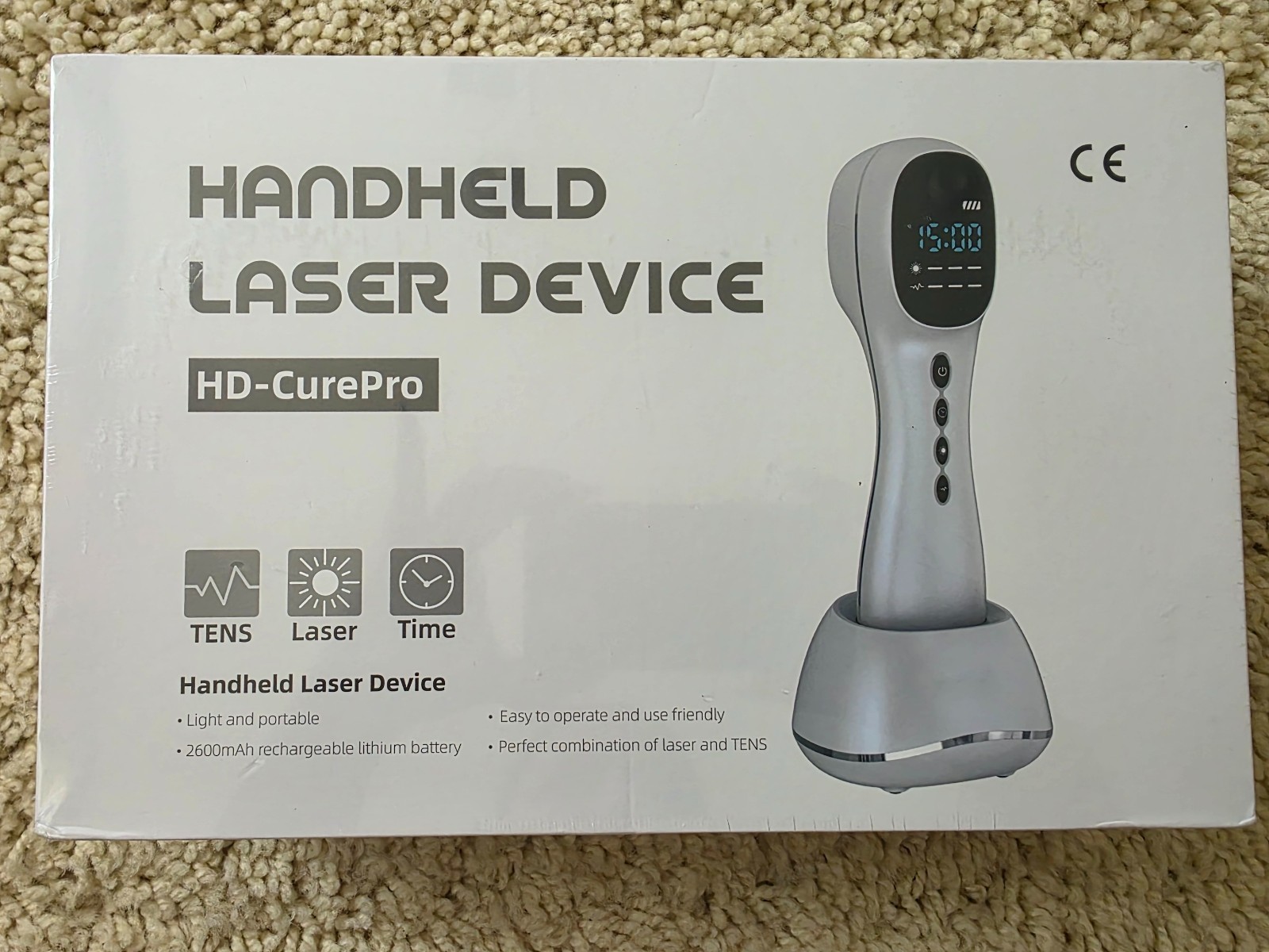 HD-CurePro Handheld Laser w/ TENS Pain Relief Therapy, Portable Rechargeable-NEW