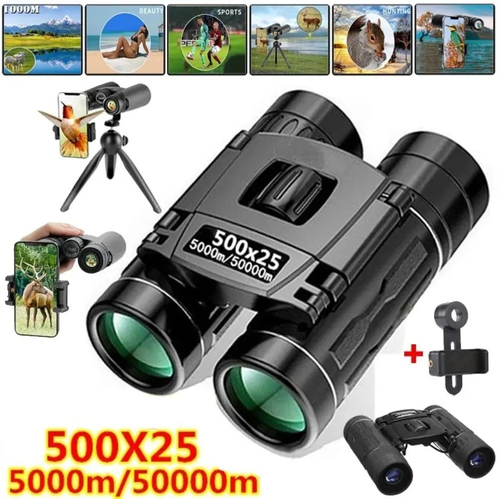 500x25 Portable HD Zoom Powerful Binoculars Day Low Night Optics Hunting Outdoor