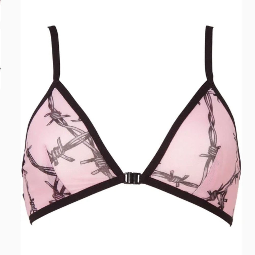 Killstar Heartache Pink & Black Mesh Front Clasp Bra XXL NWT