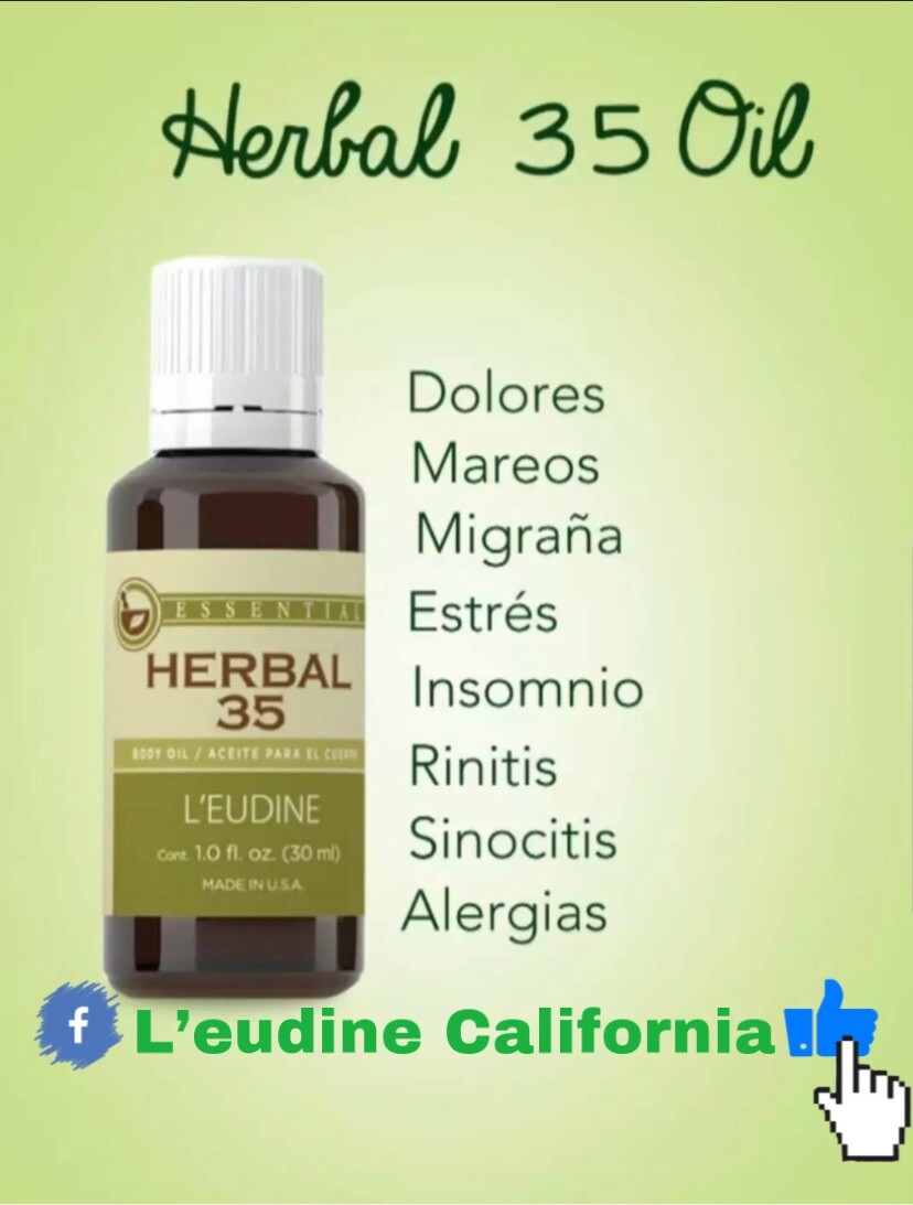 L\'eudine Leudine HERBAL 35 W/35 Essential Oils, Headaches,Stress,Migraines
