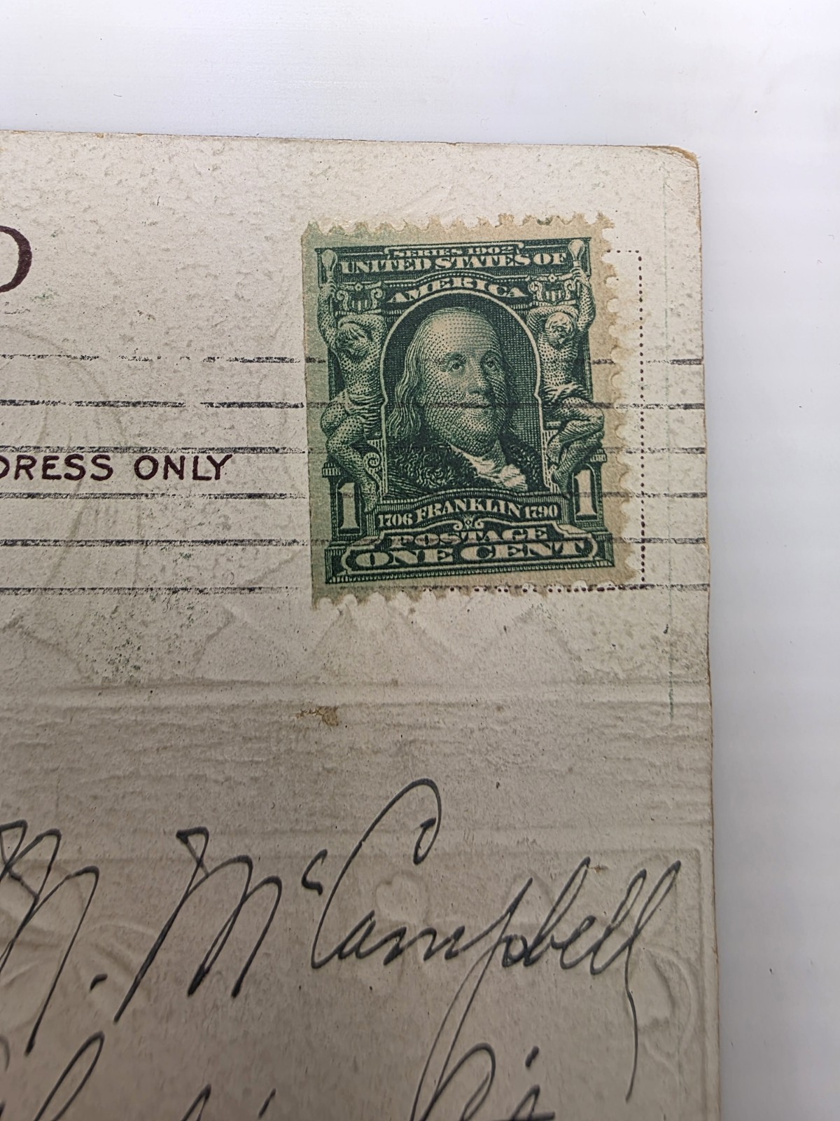 Rare 1908 Benjamin Franklin 1 Cent Stamp Left Flat Edge on Easter Postcard Rare 1908 Benjamin Franklin 1 Cent Stamp Left Flat Edge on Easter Postcard