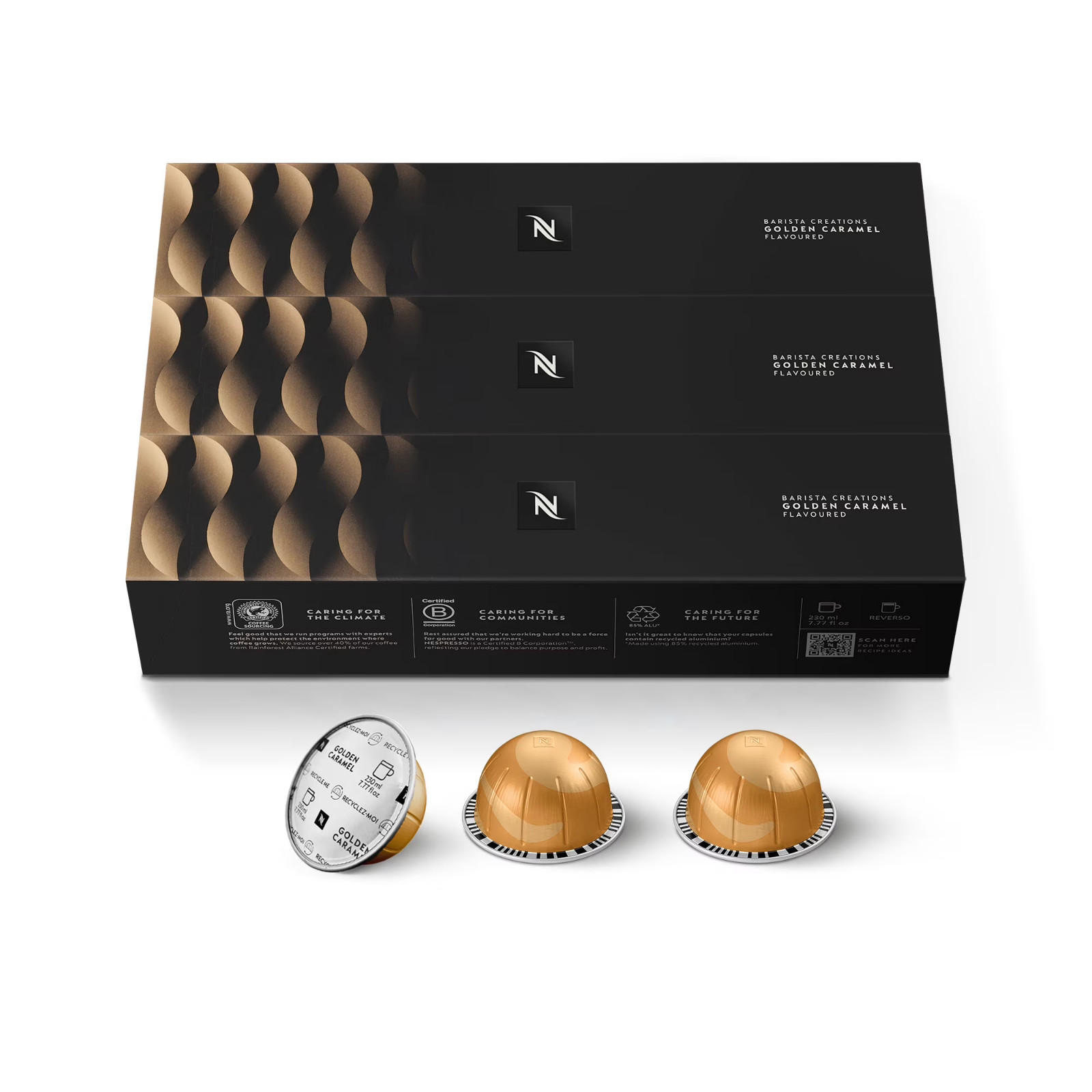 Nespresso Capsules Vertuo, Golden Caramel, Medium Roast Coffee, 30-Count Coffee 
