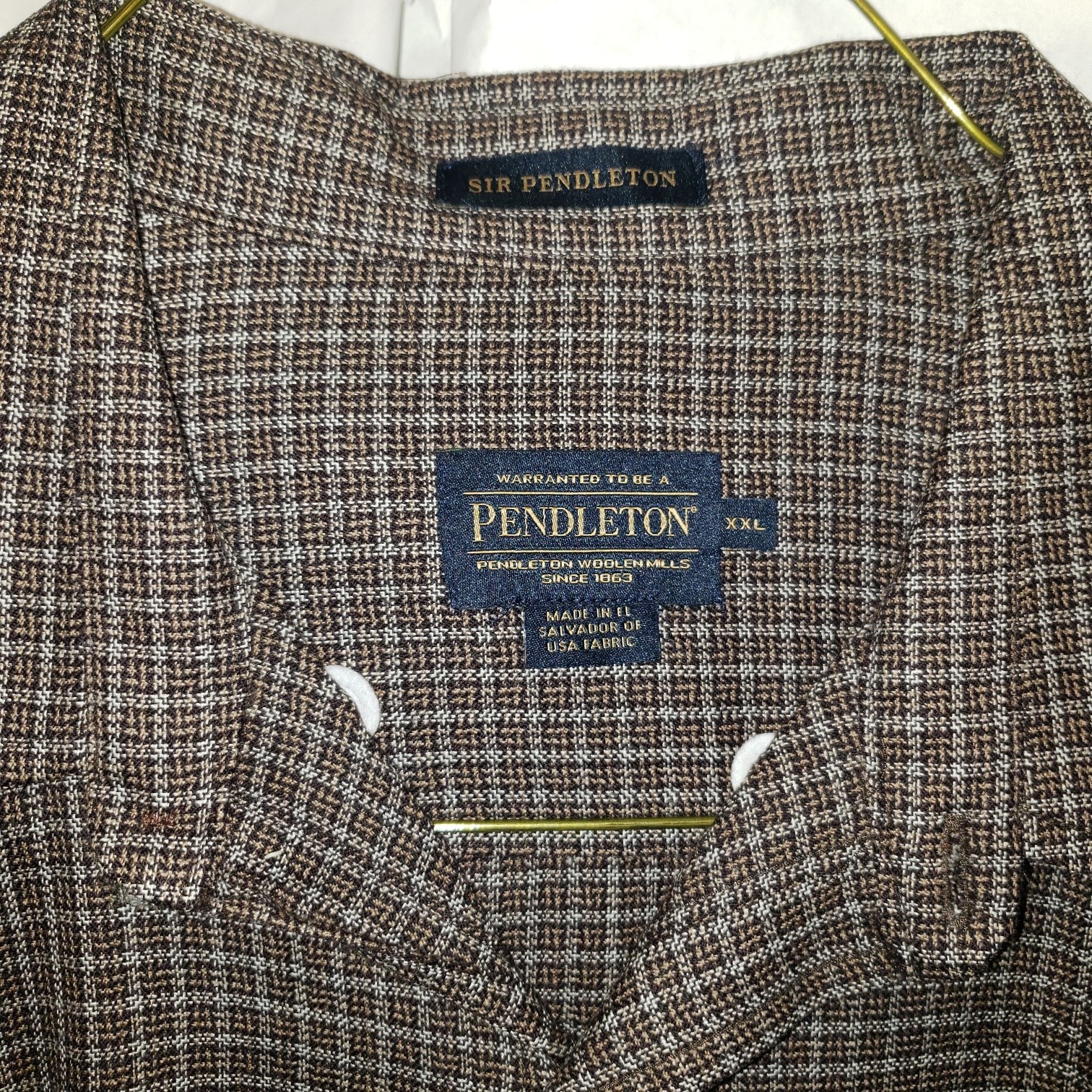 Vintage Sir Pendleton 100% Wool Plaid Button-Down Shirt  Men\'s XXL Made in USA