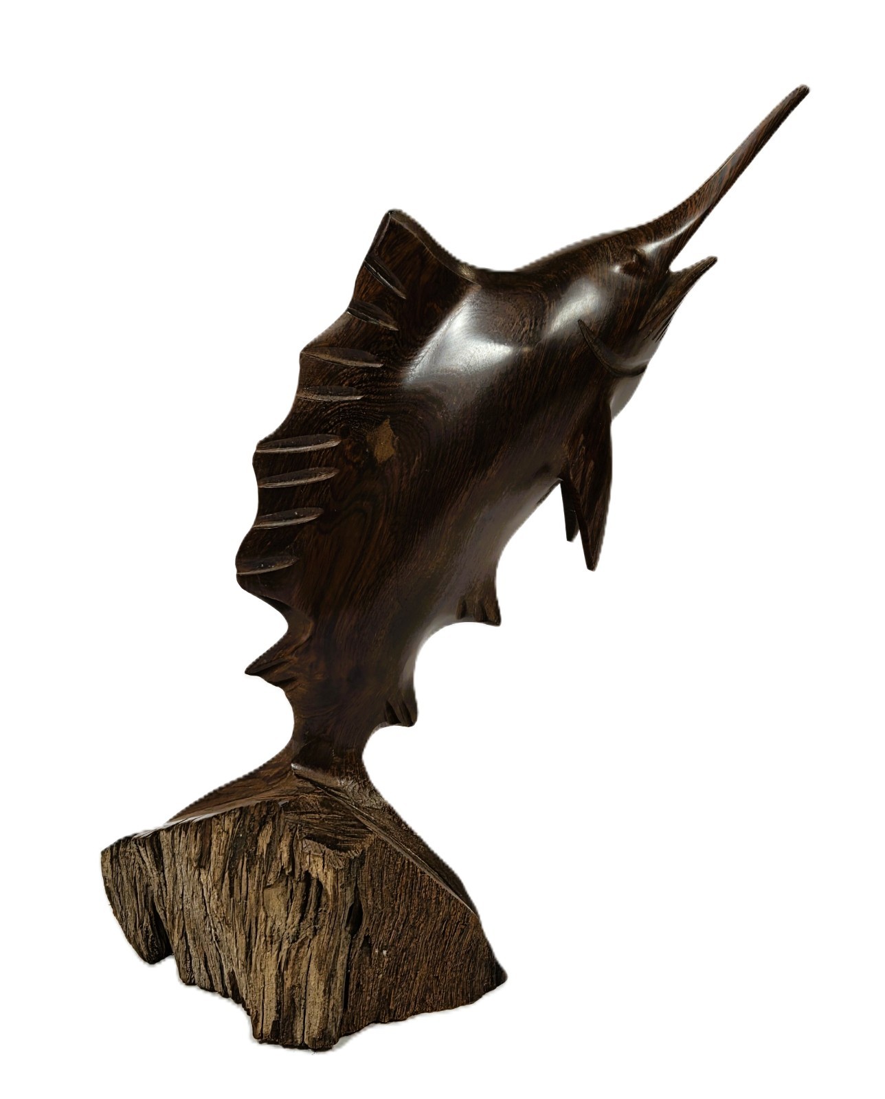 Vintage Hand Carved Ironwood Marlin Sailfish Statue Nautical Marine Sculpture 12