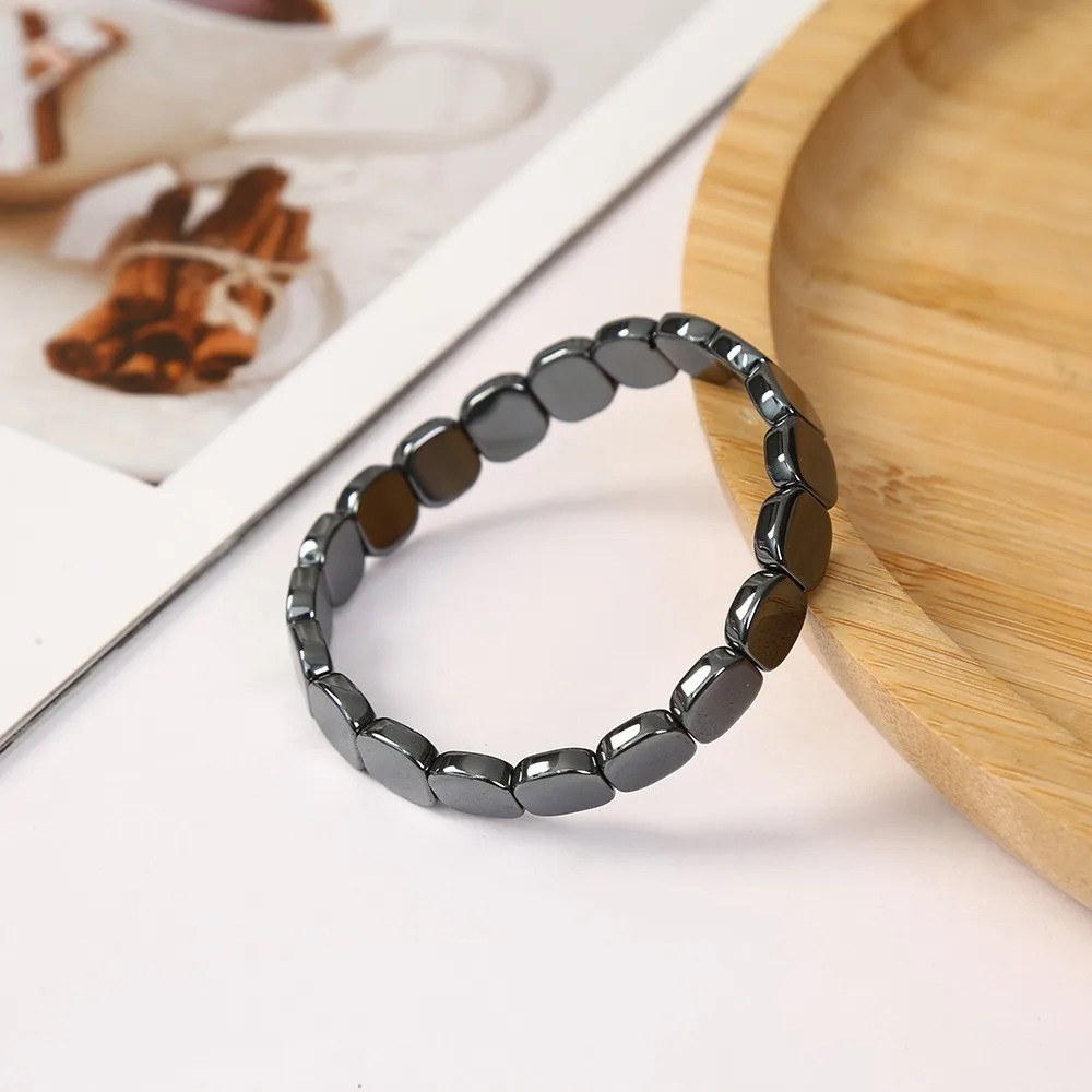 1× Hematite Bracelet for Men Natural Black Energy Healing Reiki Bracelet Gift