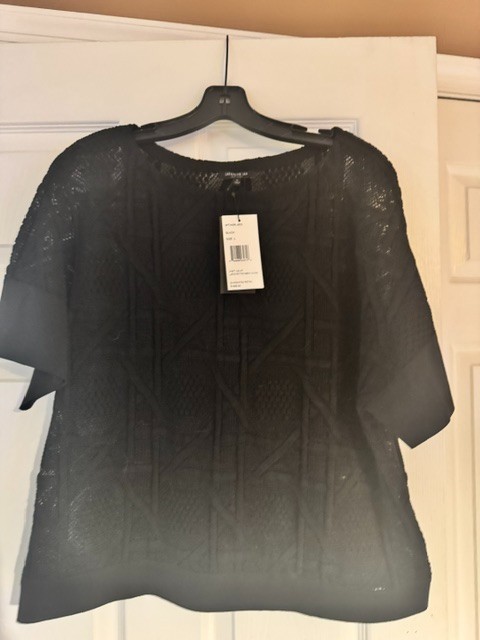 nwt Lafayette 148 black size L shirt cotton polyamide retail $498