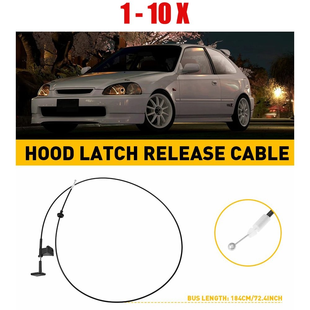 1-10PCS Hood Latch Lock Bonnet Release Cable W/ Handle For 2001-2005 Honda Civic
