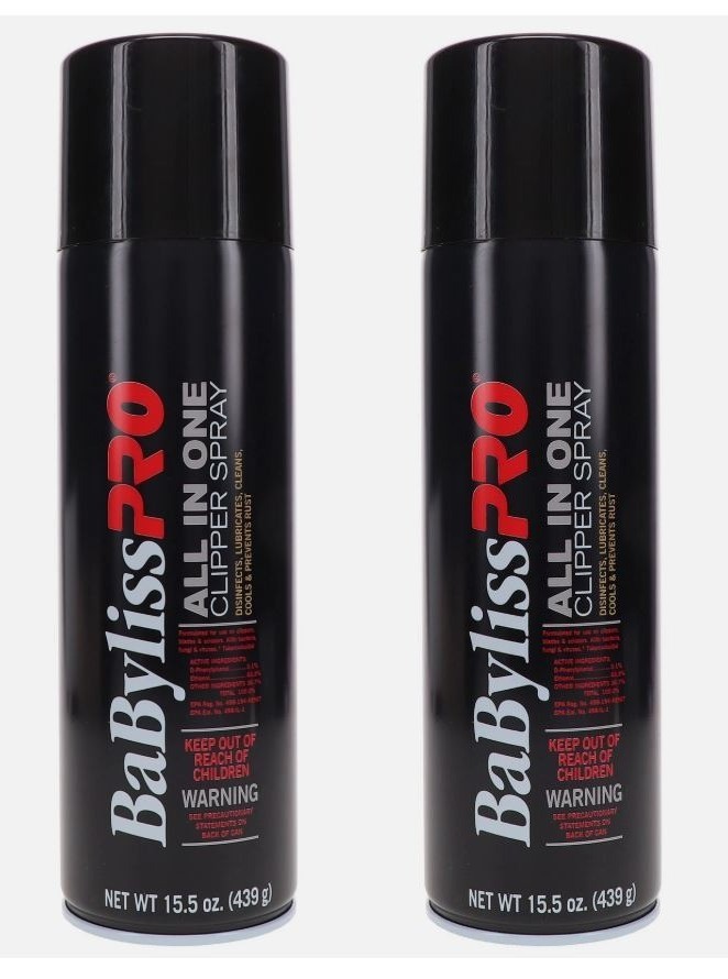 2 x BABYLISSPRO ALL-IN-ONE CLIPPER SPRAY 15.5 OZ (PACK OF 2) ~ New