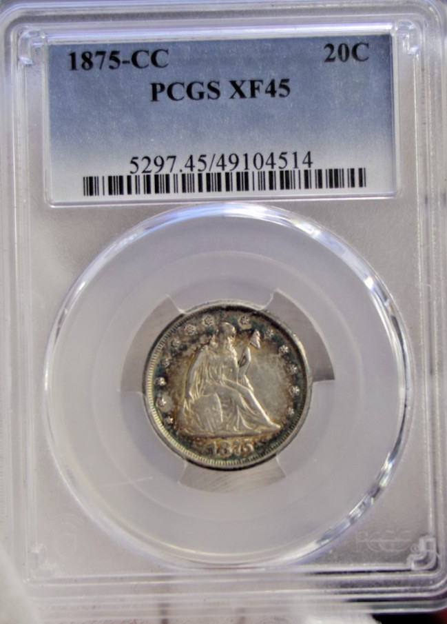 1875 CC US 20 Cent Piece PCGS XF45