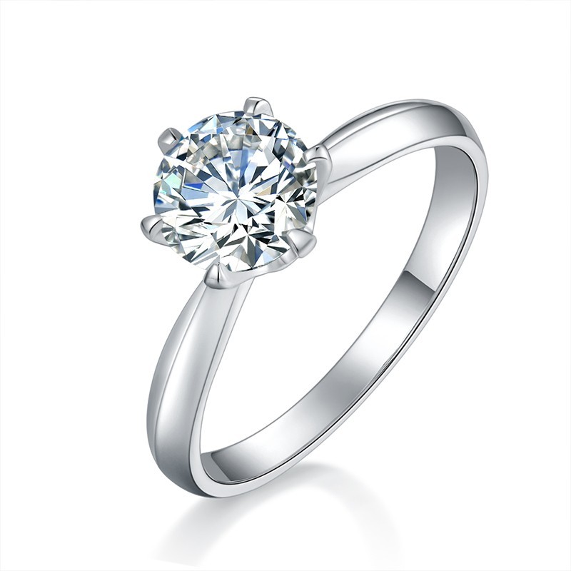 1CT 925 Sterling Silver GRA Certified Moissanite Solitaire Engagement Ring DVVS1