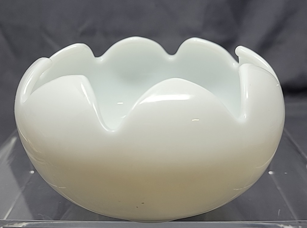 Vintage Fenton Milk Glass Cupped Lotus Bowl Vintage Fenton Milk Glass Cupped Lotus Bowl
