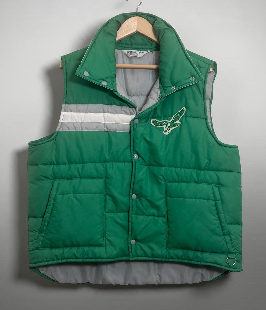 Vintage NFL Stahl Urban Philadelphia Eagles Kelly Green Puffer Vest Jacket XL