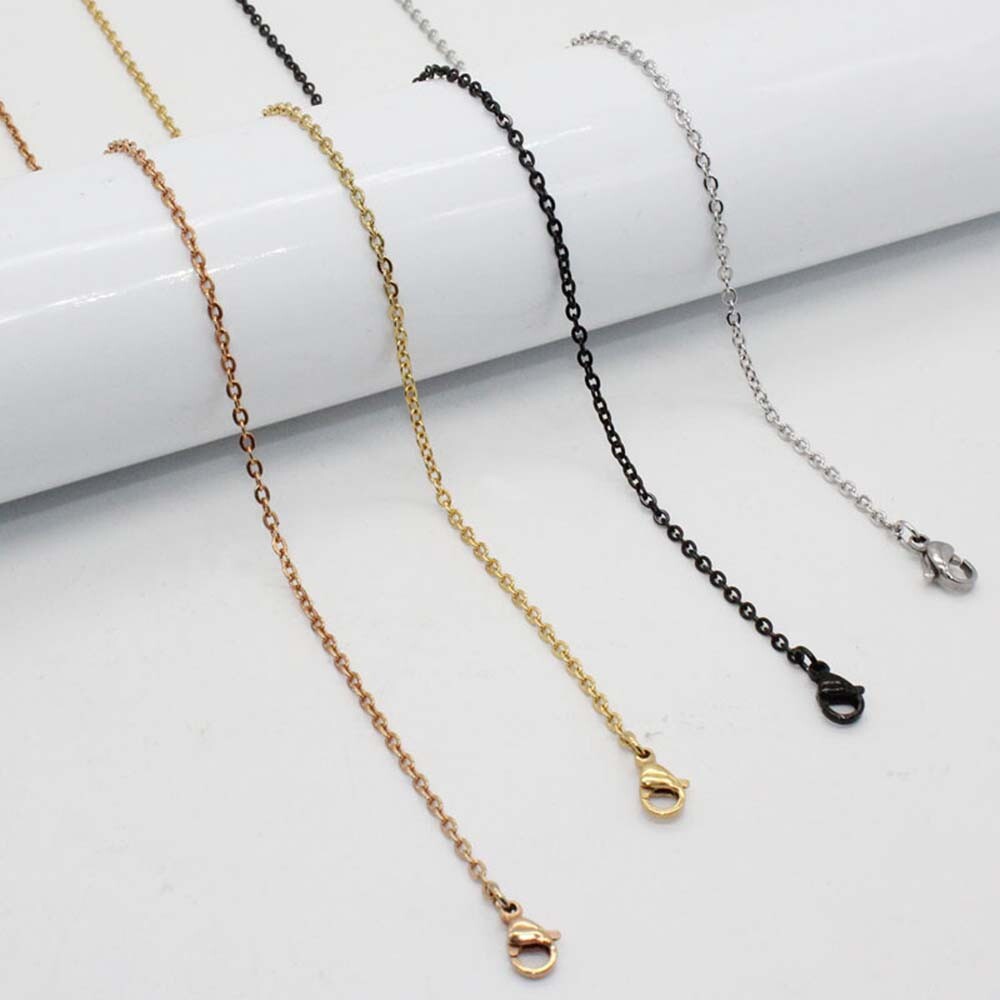 5-50Pcs Wholesale Woman Classic Alloy Chain Silver Gold Rosegold Necklace 24\'\'