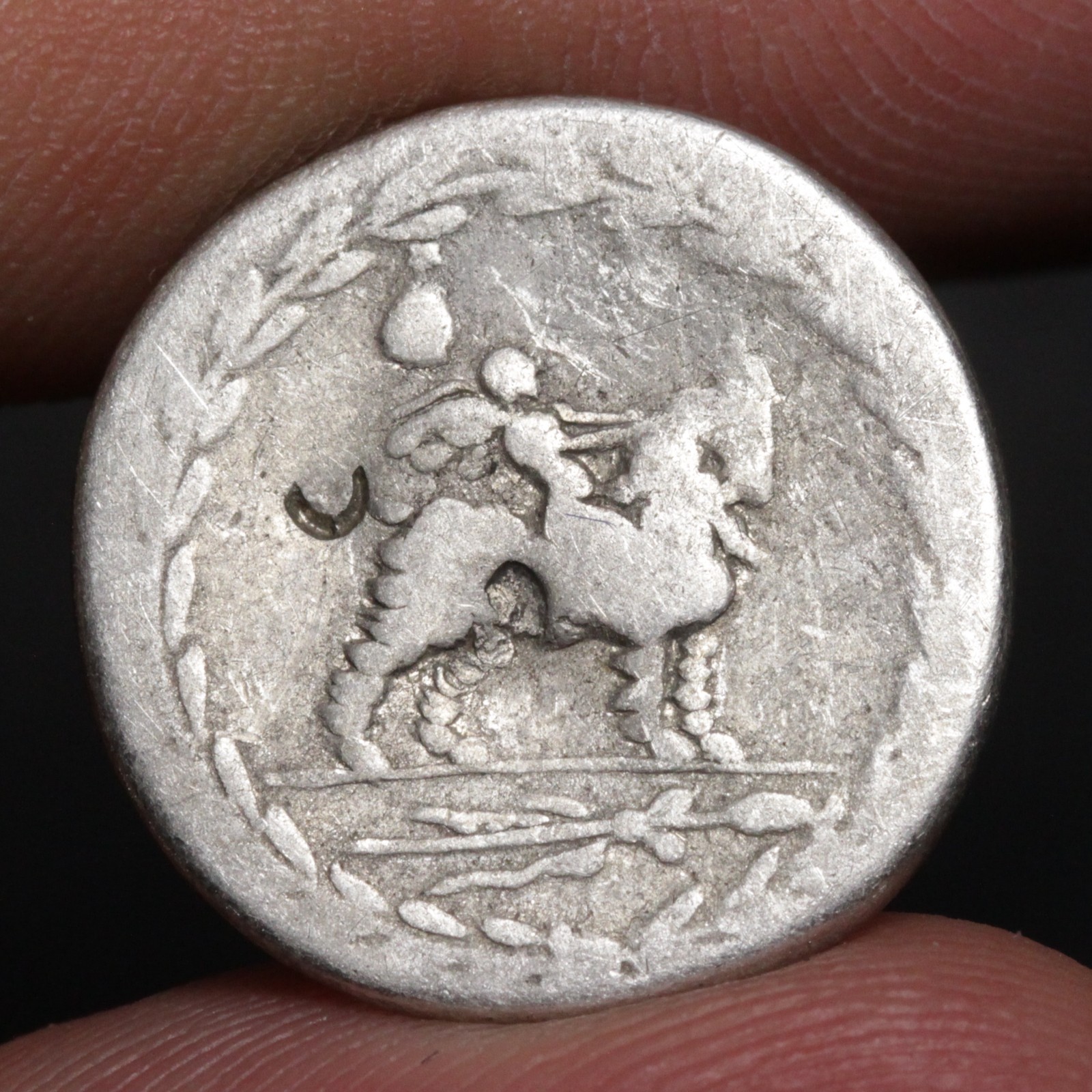 Cupid Riding Goat Denarius 85BC Ancient Roman Republic Silver Coin Apollo Fontei Cupid Riding Goat Denarius 85BC Ancient Roman Republic Silver Coin Apollo Fontei