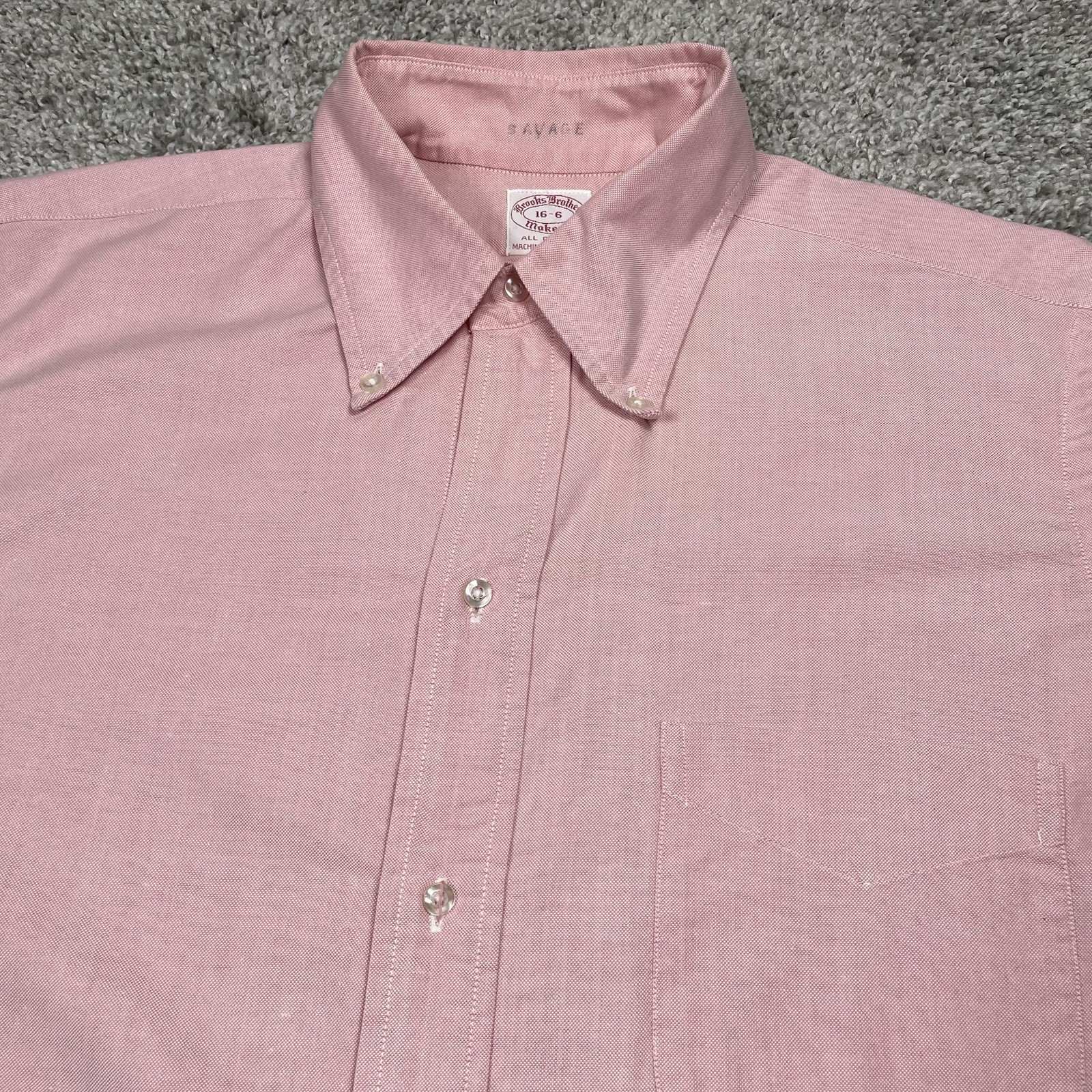 VTG 60s Brooks Brothers Makers Oxford Shirt Mens L Pink OCBD 6 Button USA (Rare)
