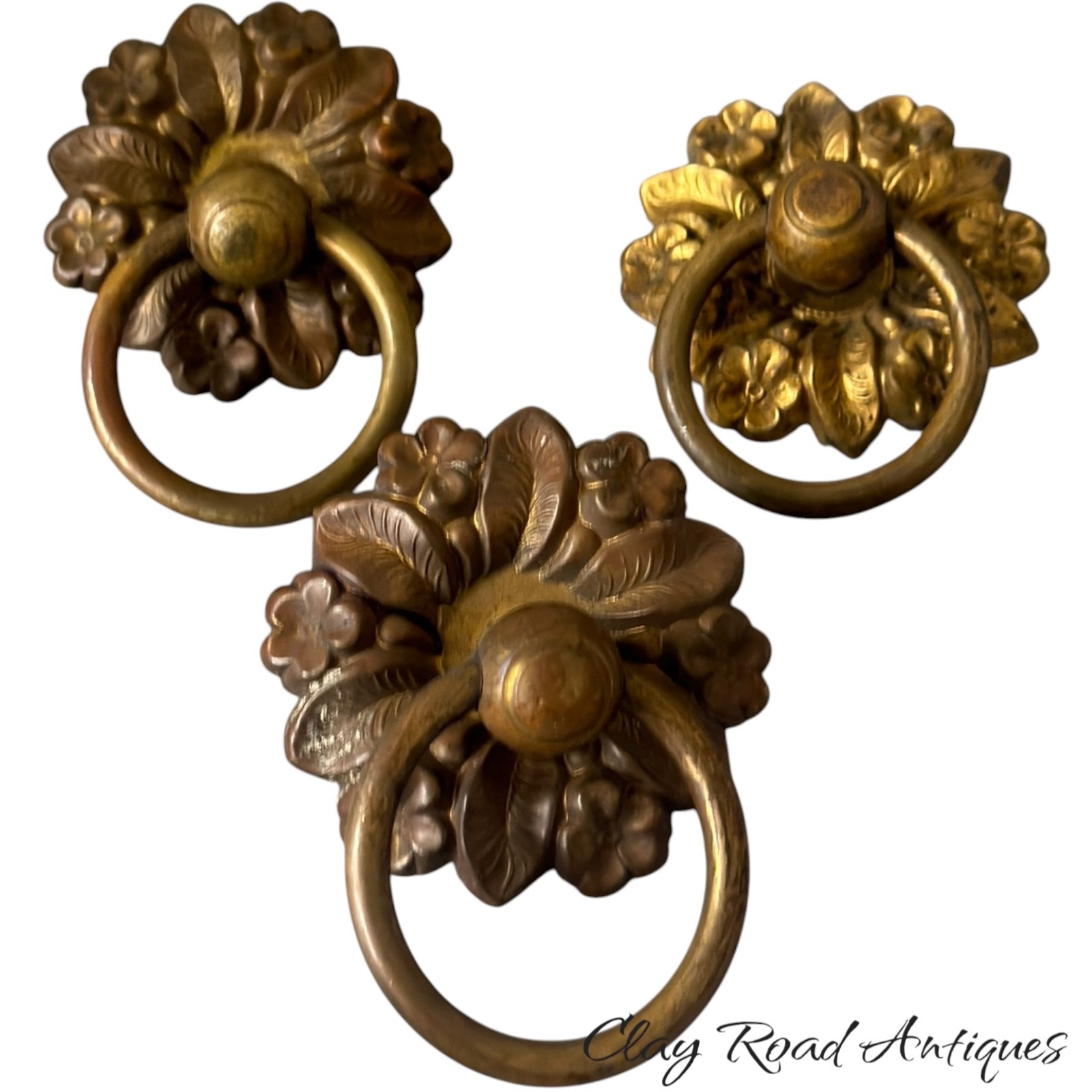 3 antique classical empire ornate brass ring pulls excellent 3 inch 3 antique classical empire ornate brass ring pulls excellent 3 inch