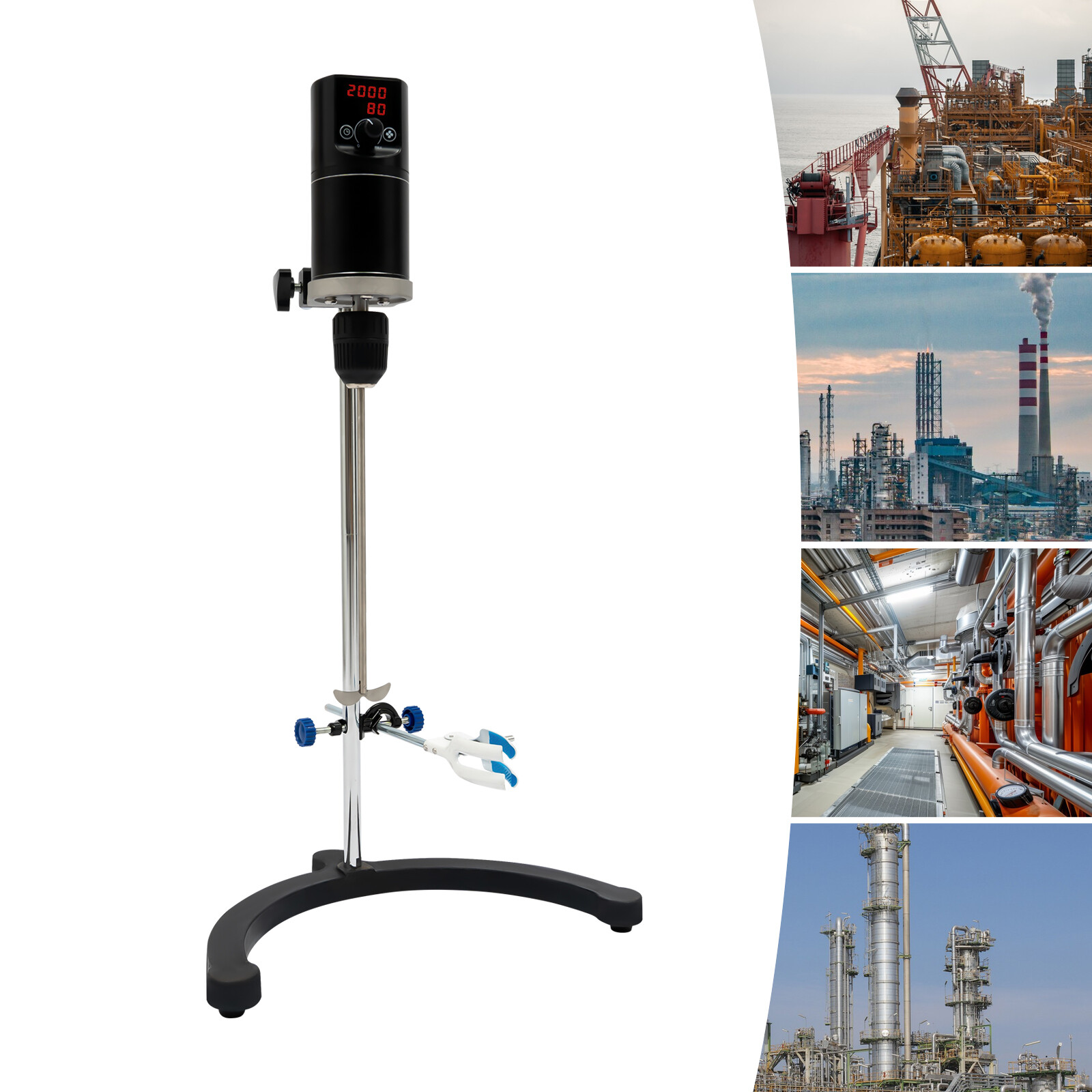 120W Adjustable Electric Overhead Stirrer Max 40L Digital Lab Mixer Time & Speed