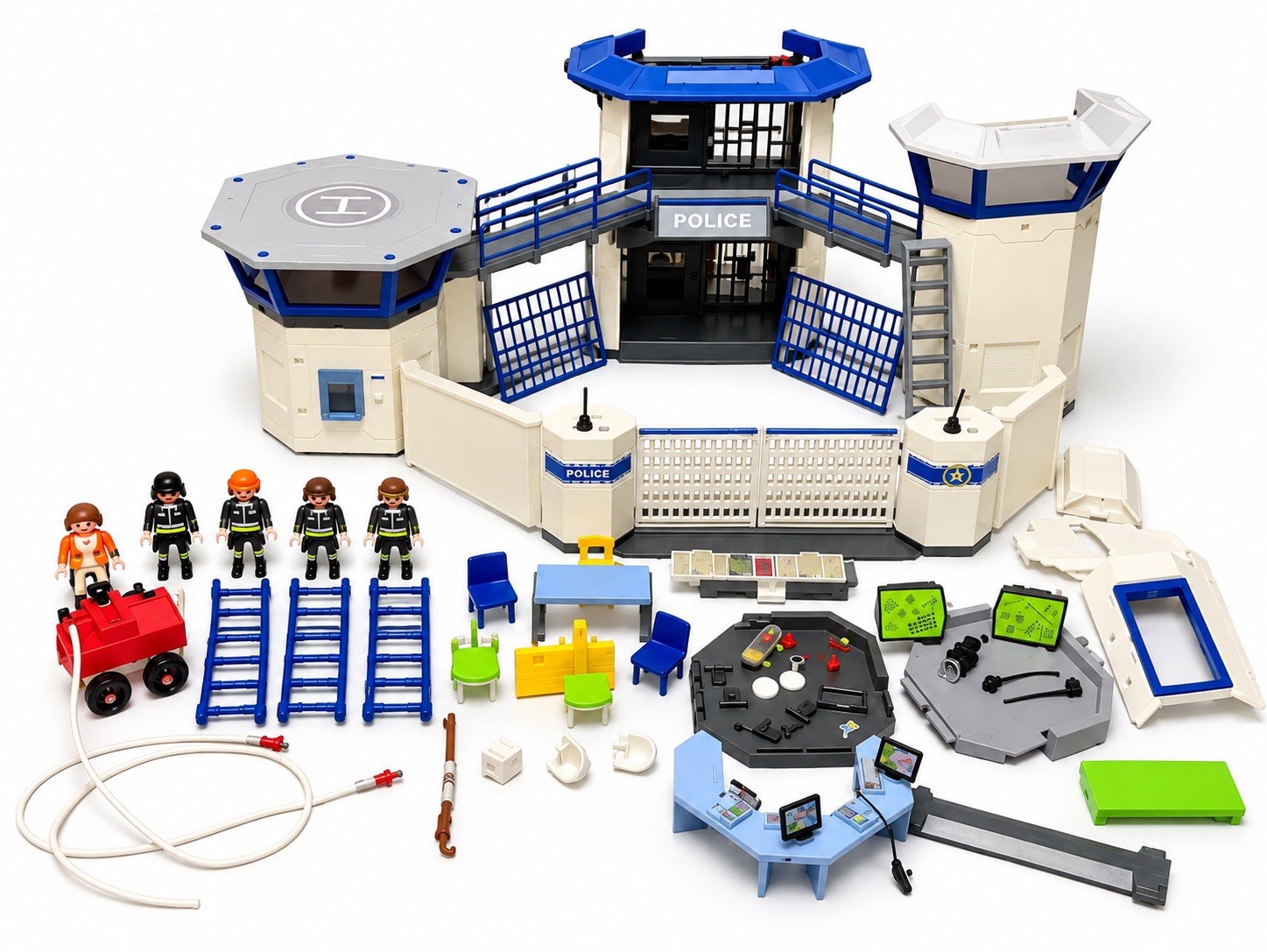 PLAYMOBIL City Action Police Headquarters 9131 INCOMPLETE + Figures Extras