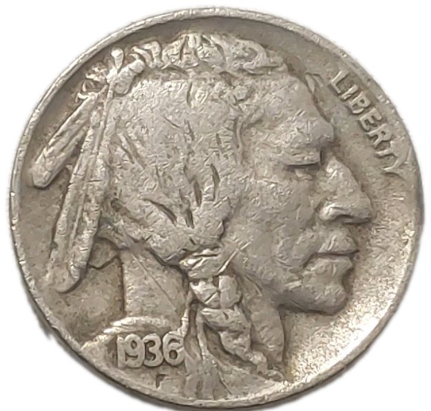 1936D Buffalo Indian Head Five Cent Nickel Circulated VF Coin FreePost Tracking 