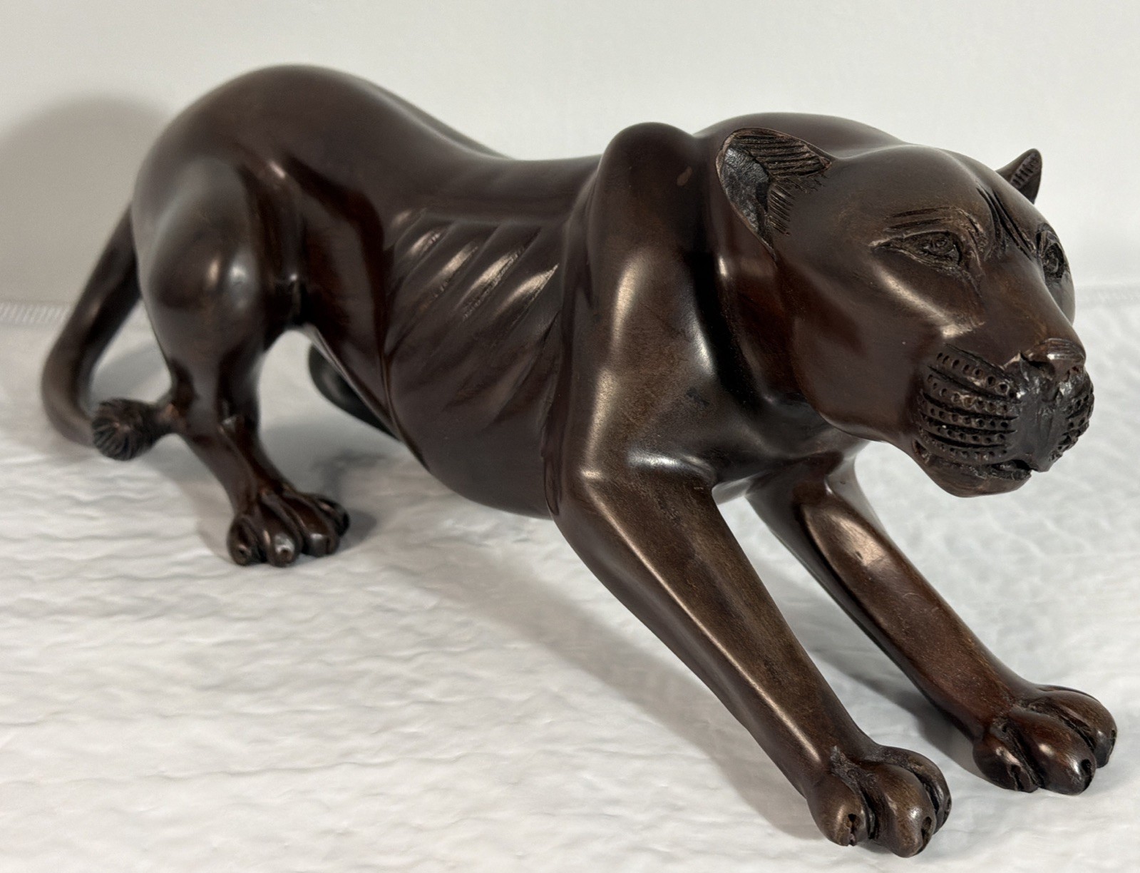 Vintage Hand Carved Panther Sculpture 11.5 Vintage Hand Carved Panther Sculpture 11.5