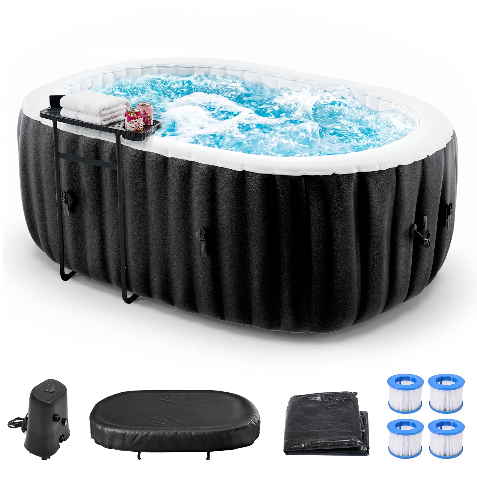 NAIZEA Inflatable Hot Tub Spa W 100 Bubble Jets and Built in Heater Pump Filter