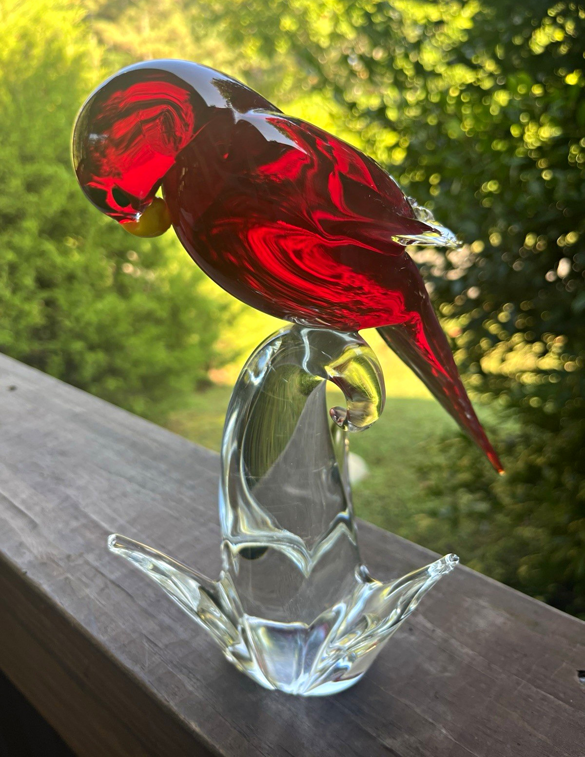 Vintage Murano Red Lory Art Glass Parrot Bird Figurine Statue Sculpture NO LABEL Vintage Murano Red Lory Art Glass Parrot Bird Figurine Statue Sculpture NO LABEL
