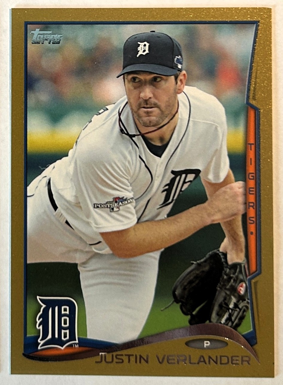 2014 Topps Gold SP Justin Verlander 450 Serial #'d 974/2014