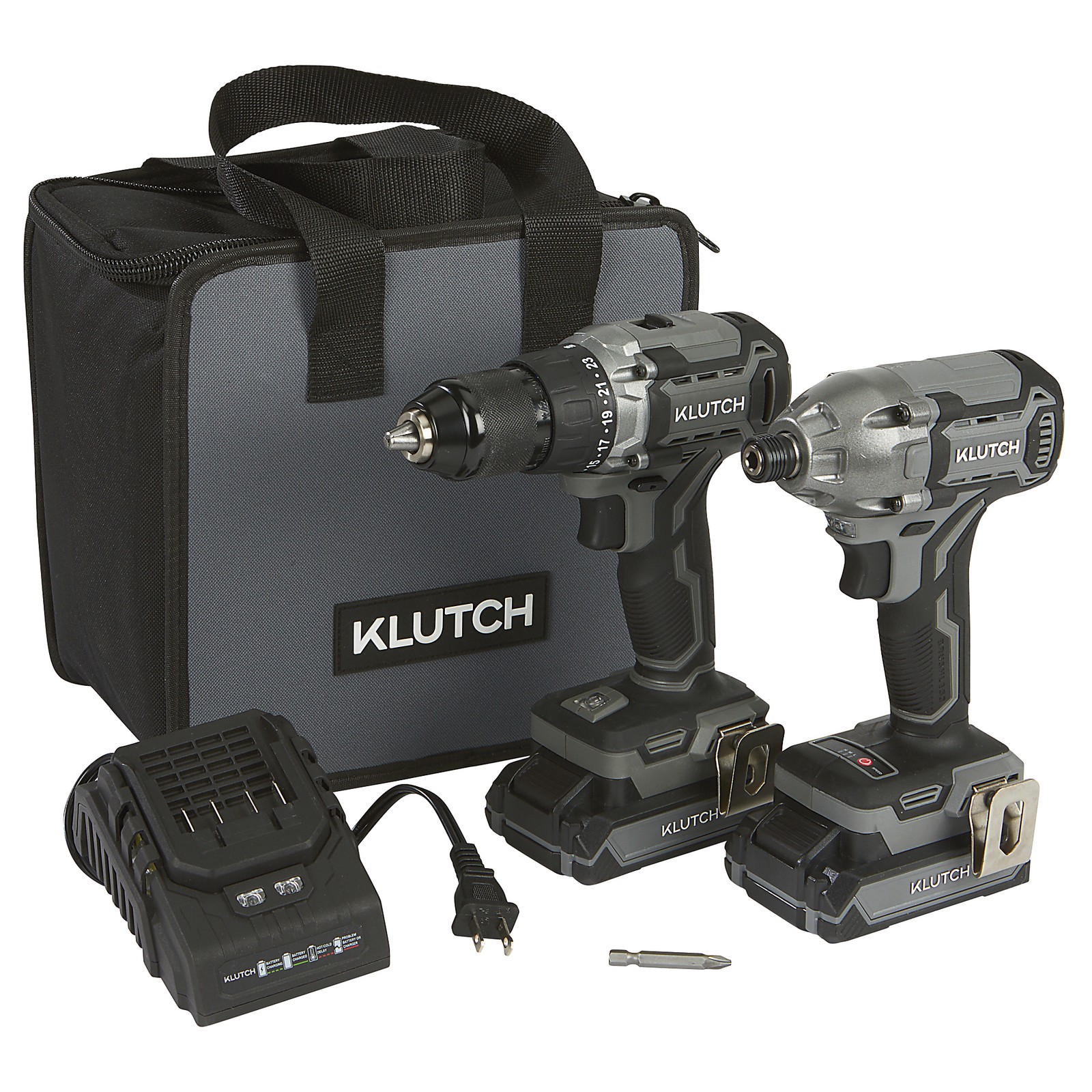 Klutch 1/2in. Drill/Driver and 1/4in. Impact Driver Kit, KLiQ 20V, Brushless, Klutch 1/2in. Drill/Driver and 1/4in. Impact Driver Kit, KLiQ 20V, Brushless,
