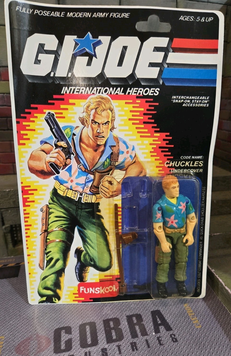 GI JOE ~ 1987 CHUCKLES ~ SEALED FUNSKOOL VARIANT UNCRACKED ELBOWS ~ MOC MOSC