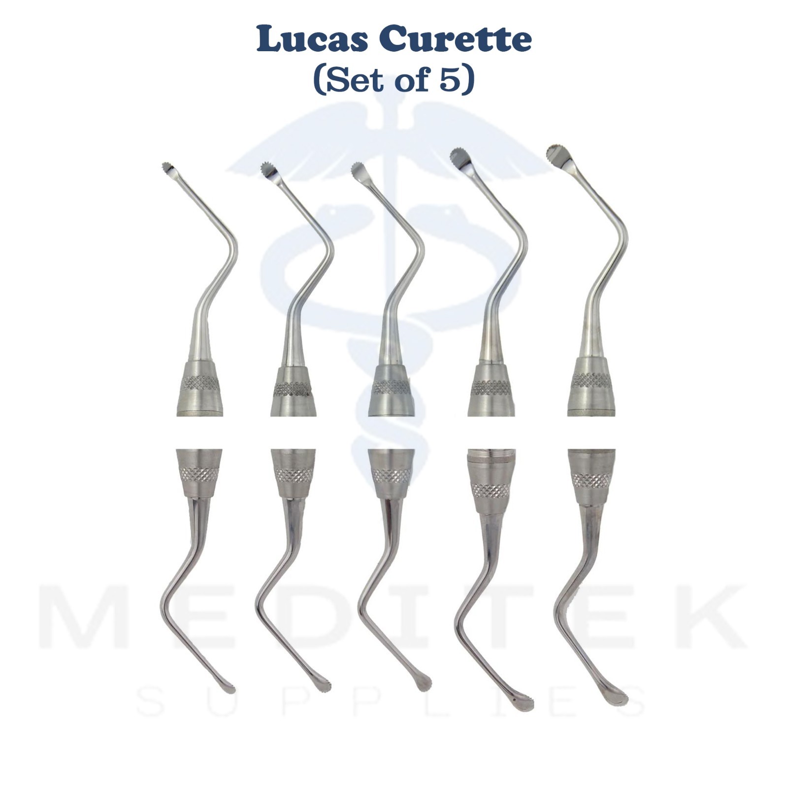 Meditek Lucas Bone Curette Set 84-88 Serrated Dental Surgical Tools