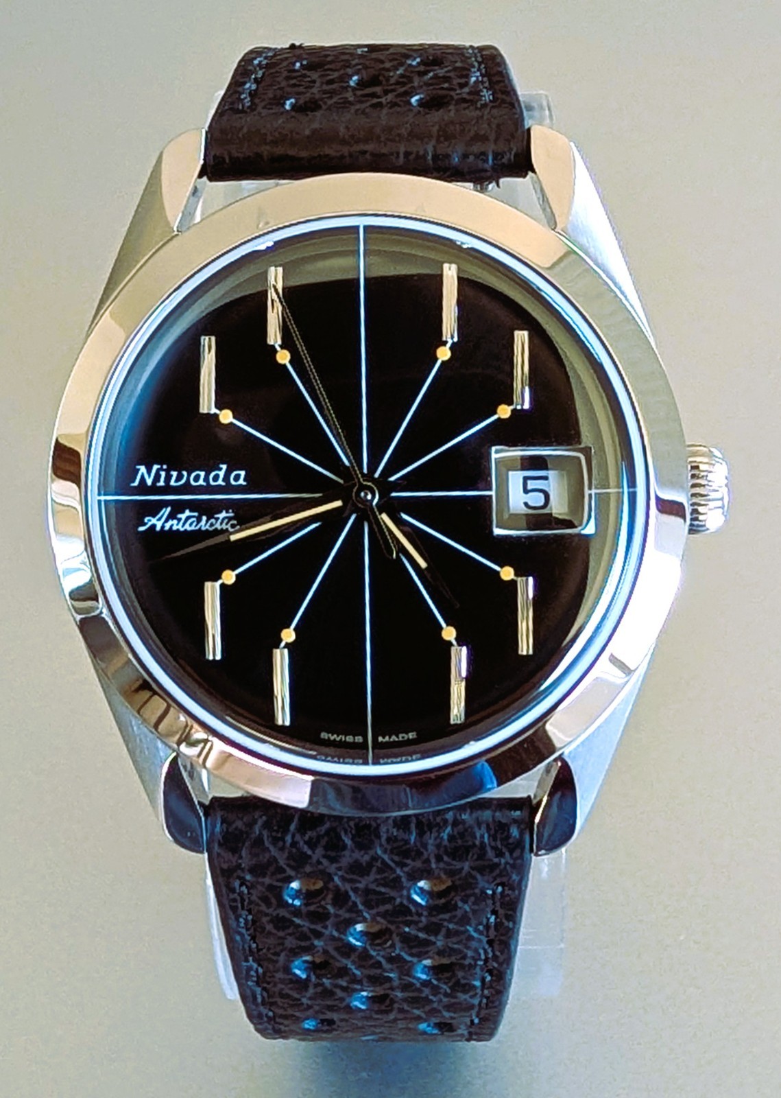 NIVADA GRENCHEN SPIDER ANTARCTIC AUTO WATCH 38MM BLACK DIAL 32072A10 FULL SET