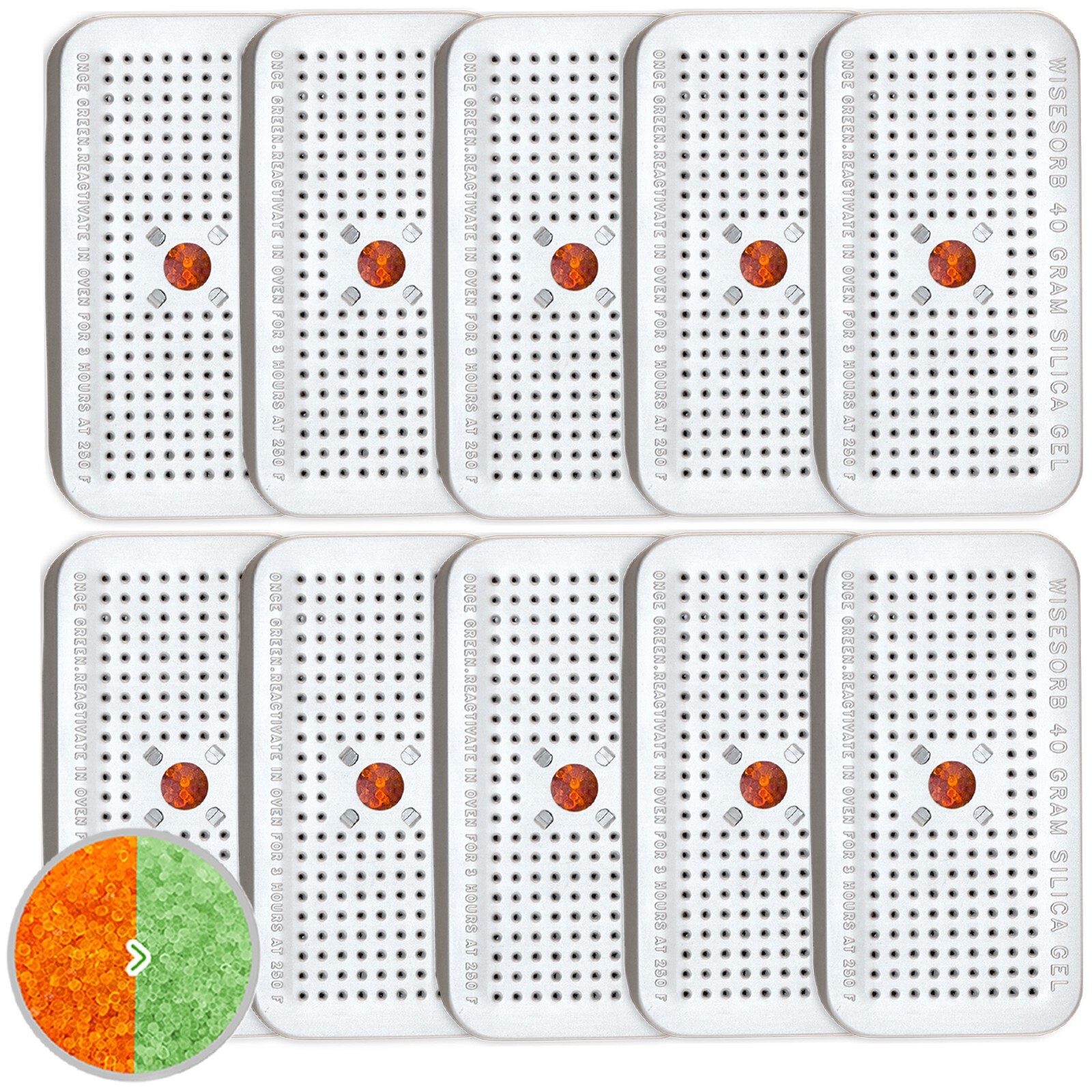 40 Gram 10 Pack Silica Gel Canister Reusable Indicating Desiccant Dehumidifier 40 Gram 10 Pack Silica Gel Canister Reusable Indicating Desiccant Dehumidifier