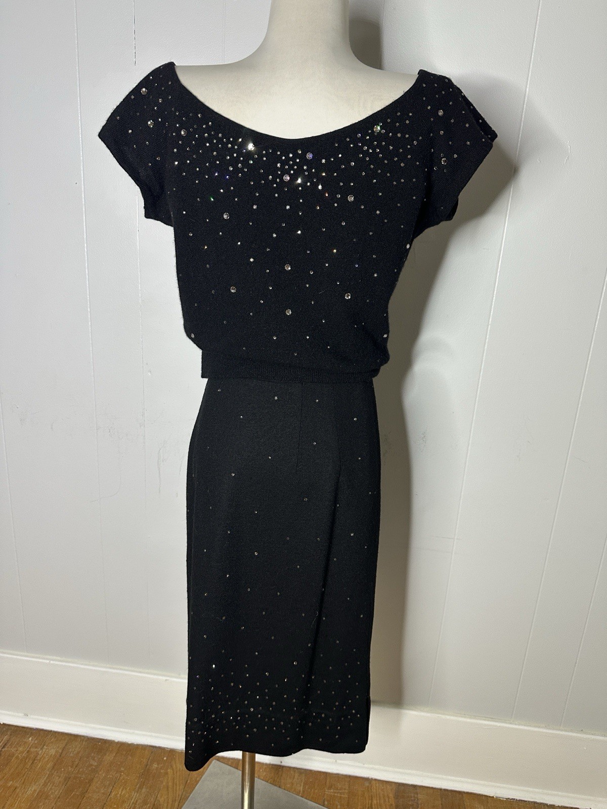 Vintage 1940s Angora Prong Set Rhinestone Skirt And Blouse Set Vintage 1940s Angora Prong Set Rhinestone Skirt And Blouse Set