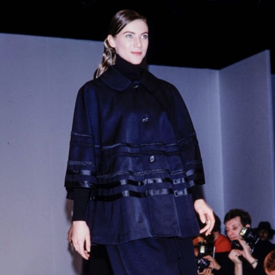 COMME DES GARCONS 1989 Archive Jacket Rei Kawakubo Navy Cape Coat Avant Garde