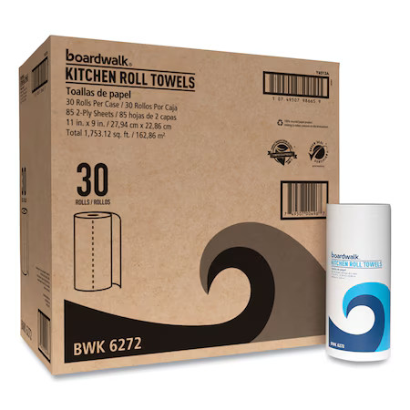 Boardwalk Wpbwk6272 Perforated Roll Paper Towels, 2 Ply, 85 Sheets, White, 30 Pk Boardwalk Wpbwk6272 Perforated Roll Paper Towels, 2 Ply, 85 Sheets, White, 30 Pk