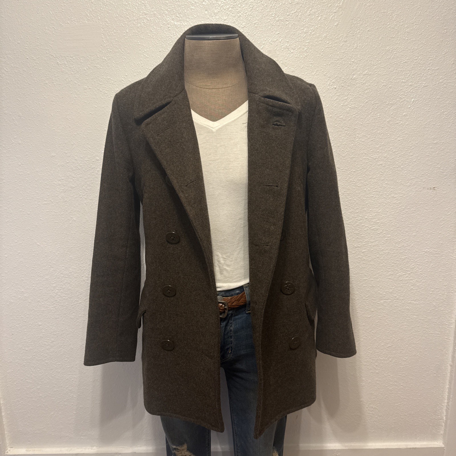 Rare J.Crew M Ludlow British Wool WWII Military Breasted Car Pea Coat/Jacket