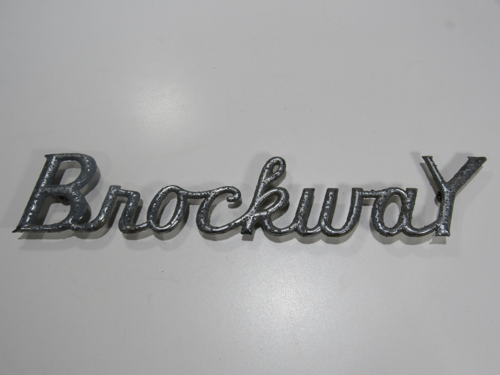 VTG 1959 BROCKWAY Heavy Duty Truck Emblem Name Badge Metal Badge Tag Fire Oil TX
