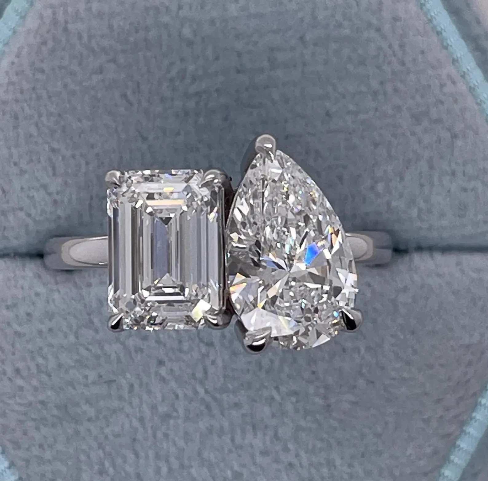 4 Ct Pear Emerald Lab Grown Diamond Toi Et Moi Engagement Ring 14K White Gold 4 Ct Pear Emerald Lab Grown Diamond Toi Et Moi Engagement Ring 14K White Gold