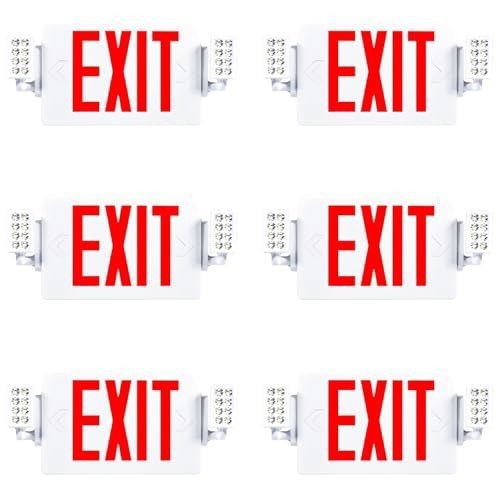 Sunco 6 Pack Red Exit Signs with LED Emergency Lights & Backup Battery