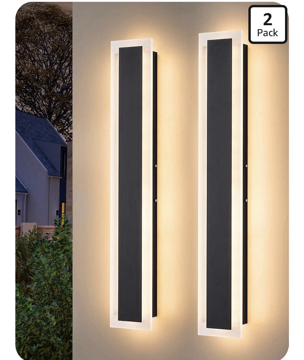 2 Pack Modern LED Wall Sconce 23.6in Hardwired Dimmable IP65 18W Black 2 Pack Modern LED Wall Sconce 23.6in Hardwired Dimmable IP65 18W Black