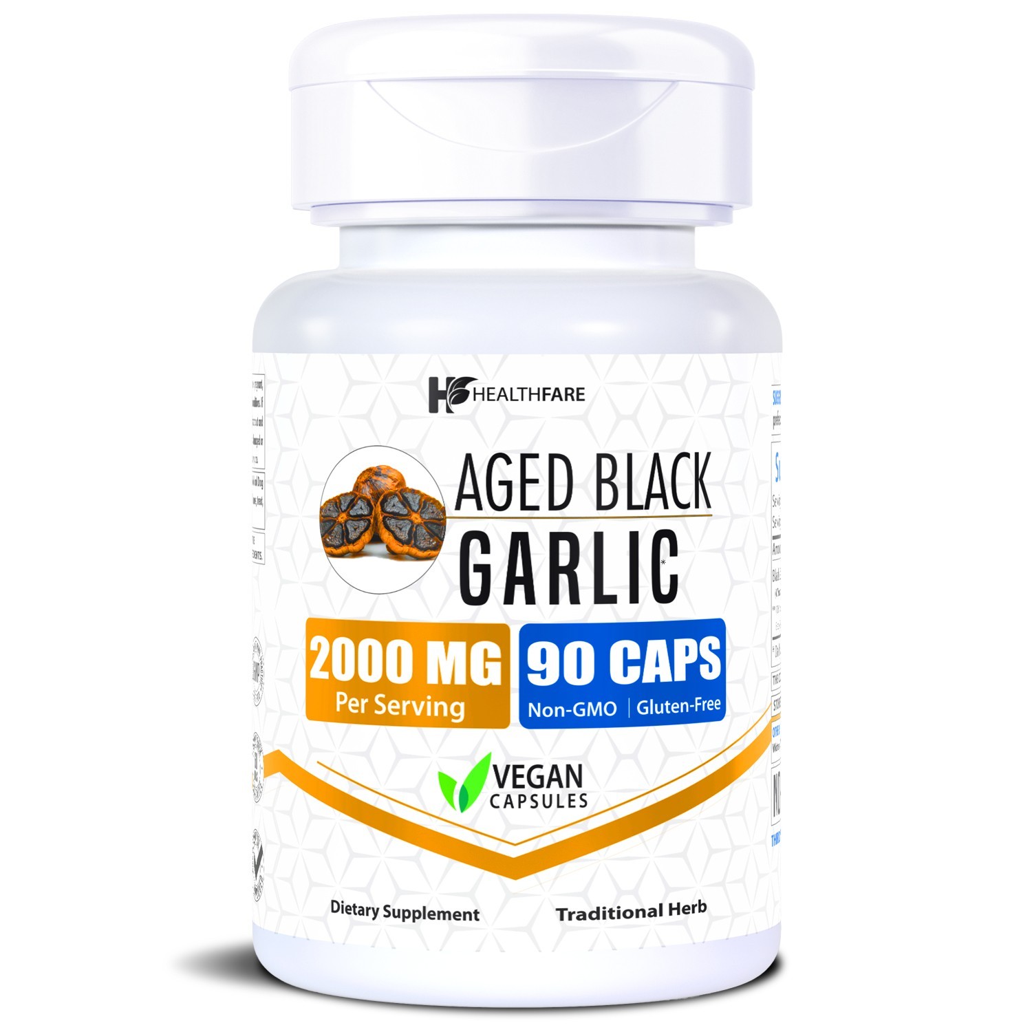 HealthFare Fermented Aged Black Garlic Extract 2000mg | 90 Caps | Non-GMO HealthFare Fermented Aged Black Garlic Extract 2000mg | 90 Caps | Non-GMO