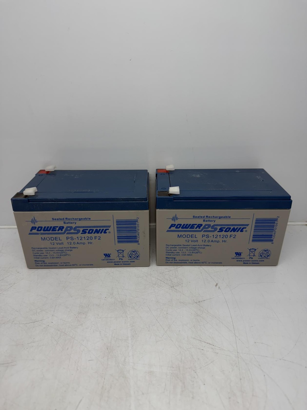 Lot of 2 New PowerSonic SLA Rechargeable 12V 12AH Batteries PS-12120 F2
