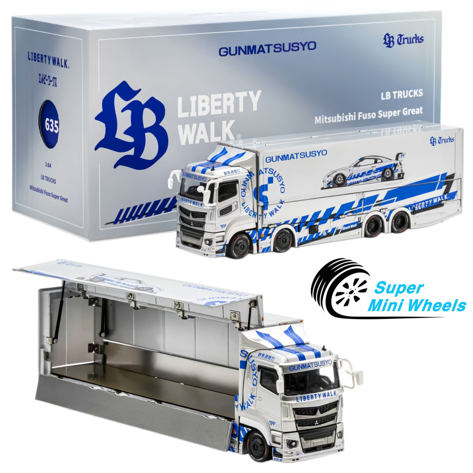 GCD 1:64 LBWK Mitsubishi Fuso Super Great Transporter TAS Special Silver
