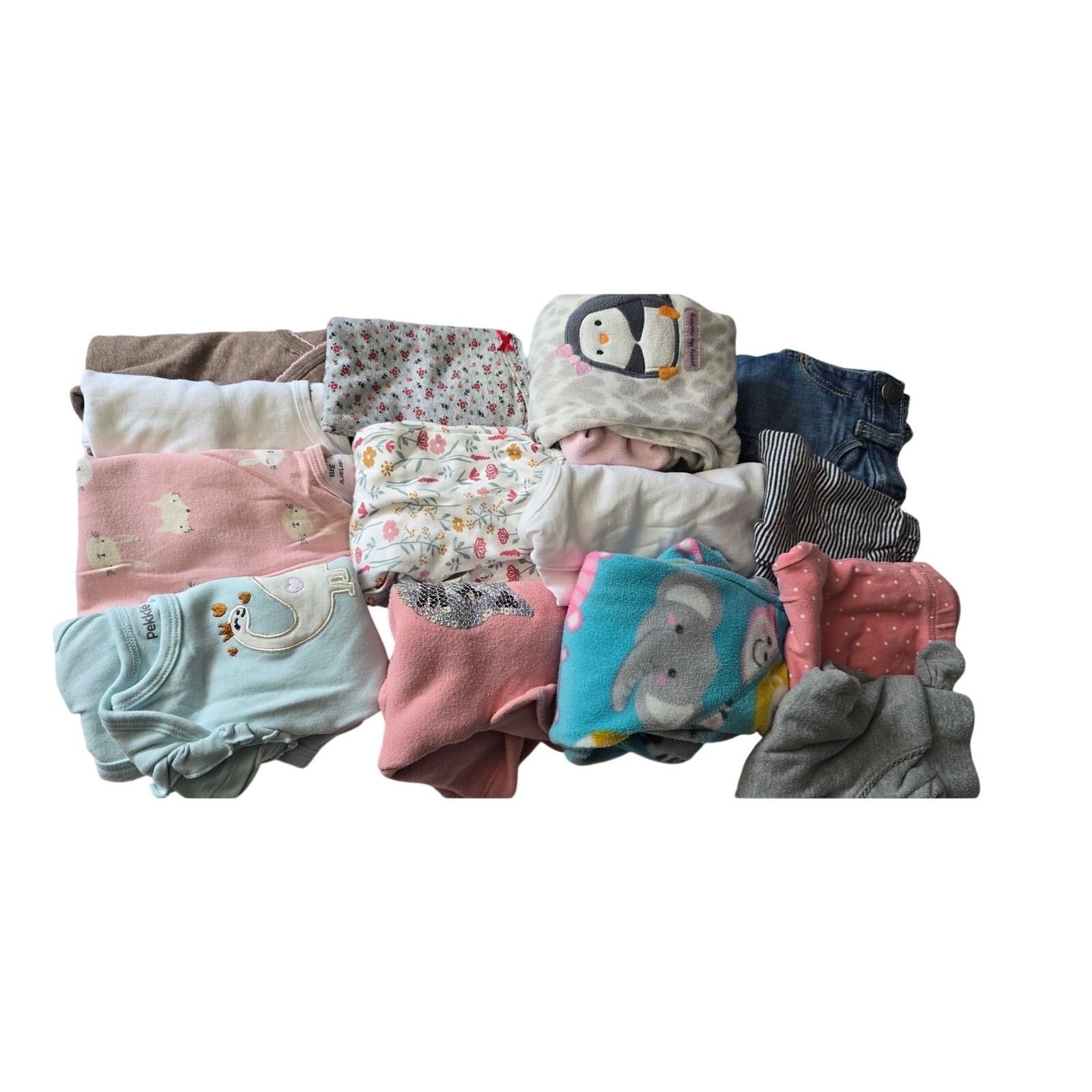 Baby Girl 0-3 month 14 pc Lot Cozy Warm Winter Fall PJs