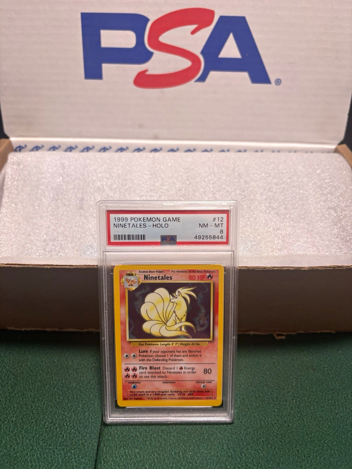 Pokémon TCG: 1999 Base Set Ninetales-Holo, #012/102, PSA 8 NM-MT