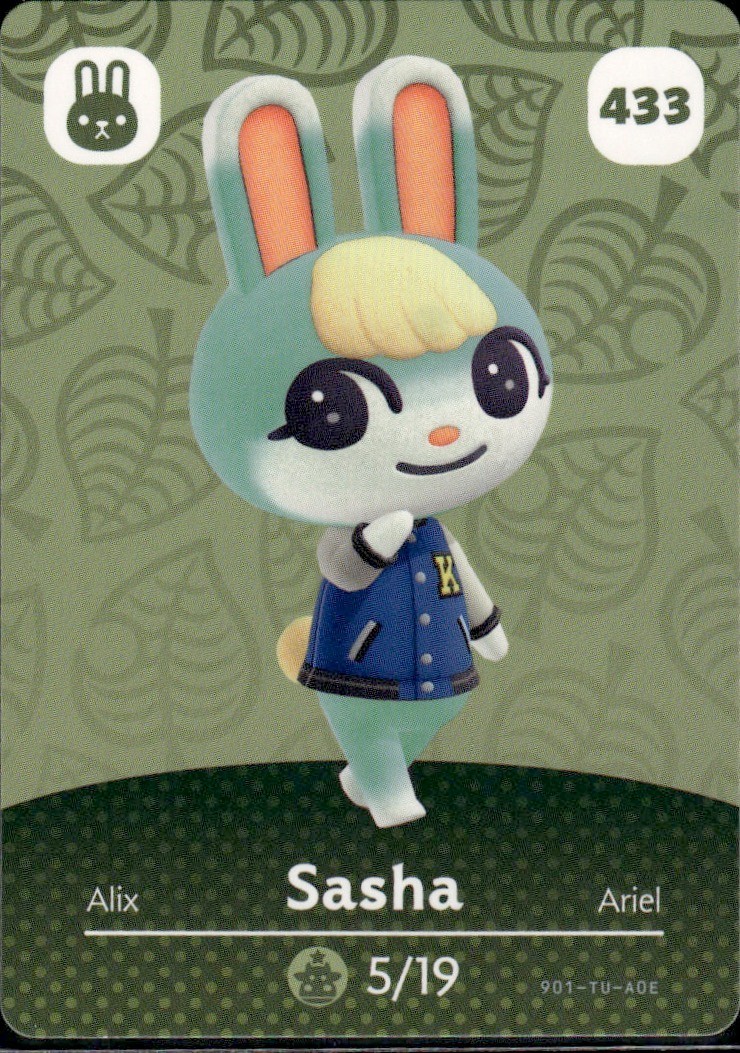 433 Sasha Amiibo Card 433 Series 5 Animal Crossing Nintendo Switch NA Region